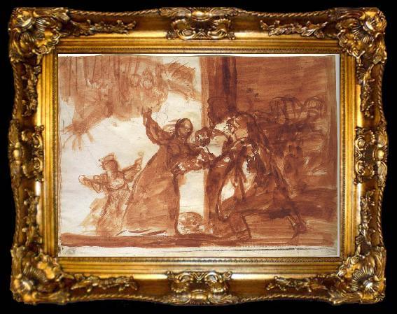 framed  Francisco Goya Drawing for Poor folly, ta009-2